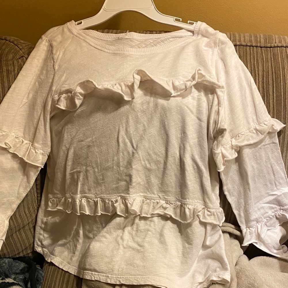White Ruffle Women's Top